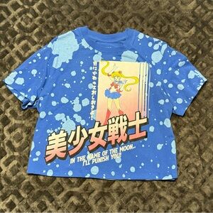 Blue Sailor Moon Graphic Short Sleeve Tee